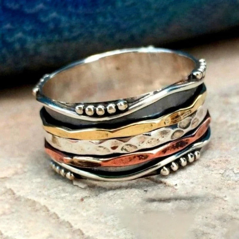 Boho Hammered Texture Ring Stack
