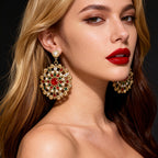 Boho Gemstone Floral Drop Earrings