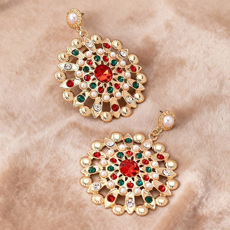 Boho Gemstone Floral Drop Earrings