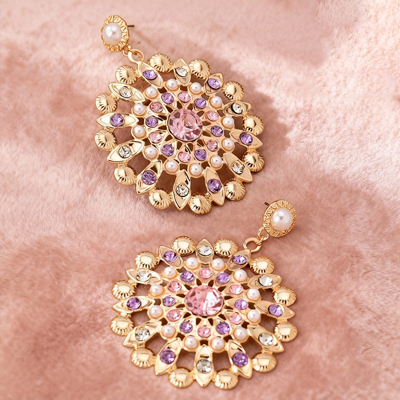 Boho Gemstone Floral Drop Earrings