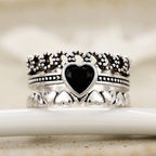 Vintage Black Heart Stackable Ring Set
