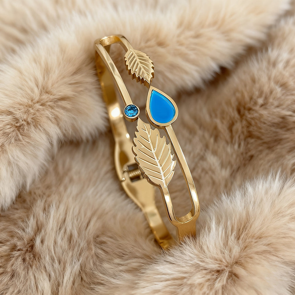 Boho Leaf Blue Gemstone Bracelet