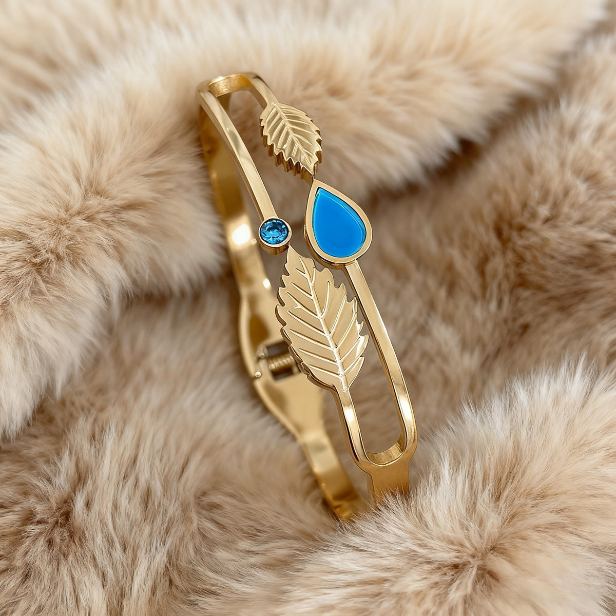 Boho Leaf Blue Gemstone Bracelet