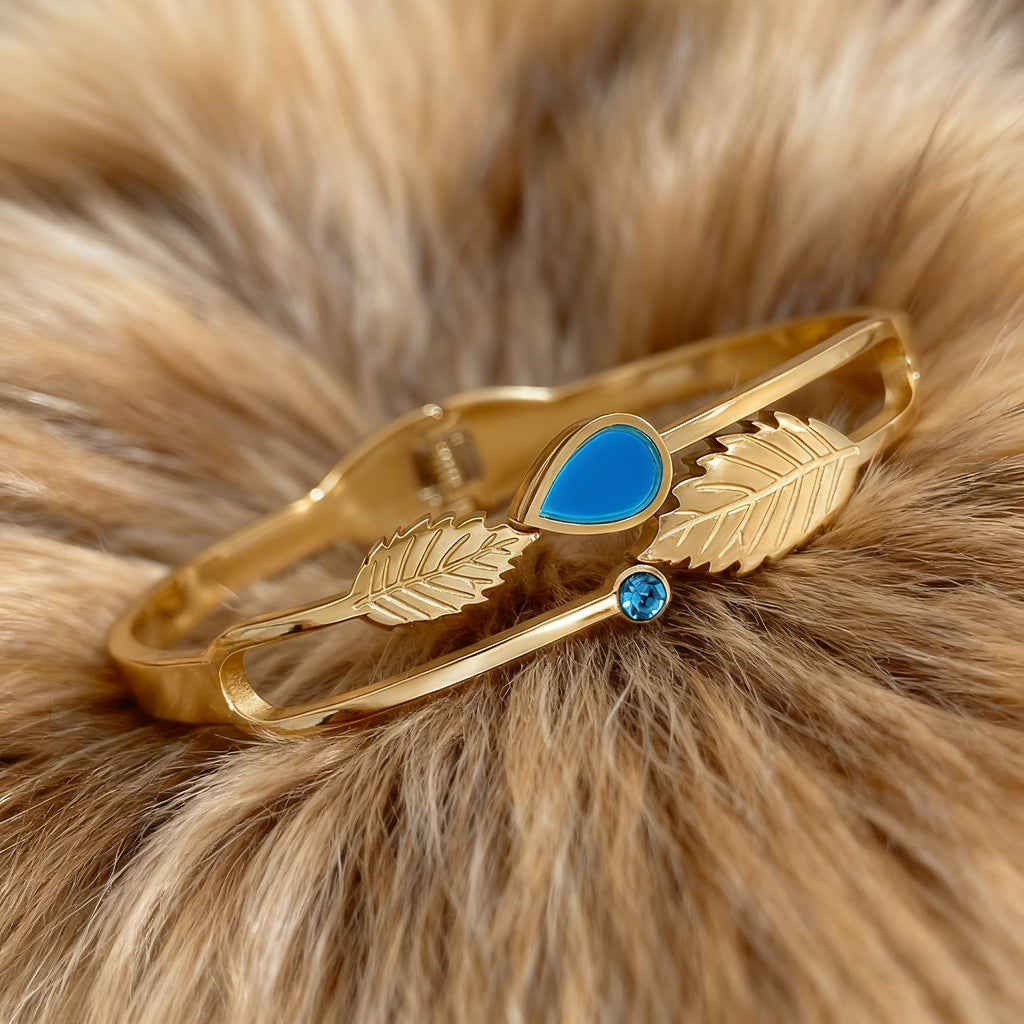 Boho Leaf Blue Gemstone Bracelet
