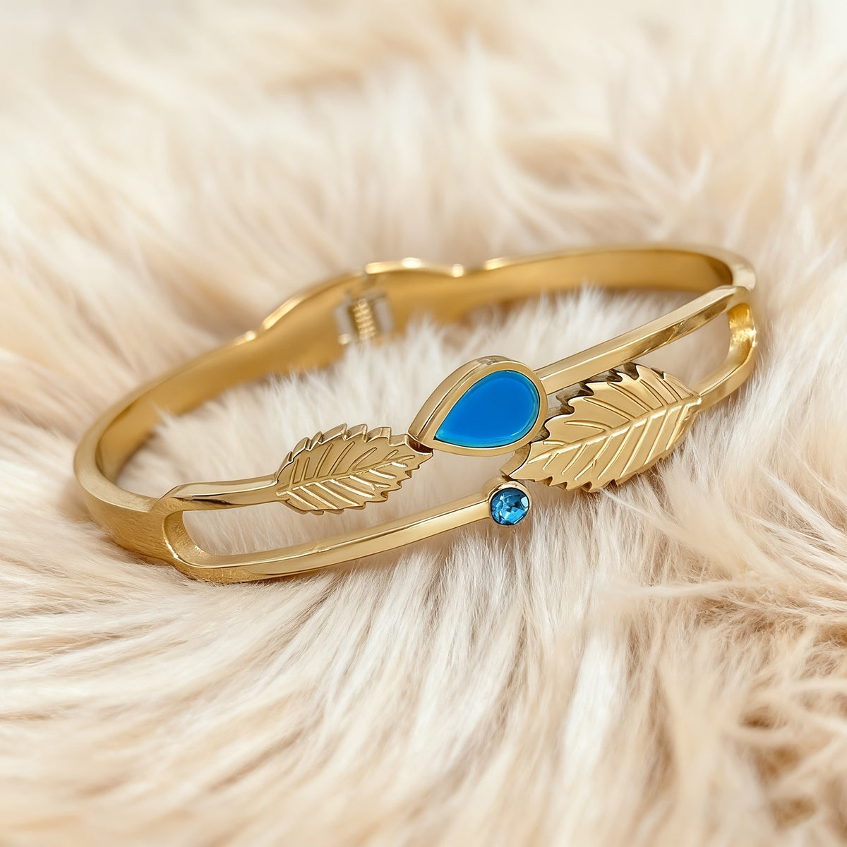 Boho Leaf Blue Gemstone Bracelet