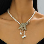 Boho Elephant Pearl Necklace