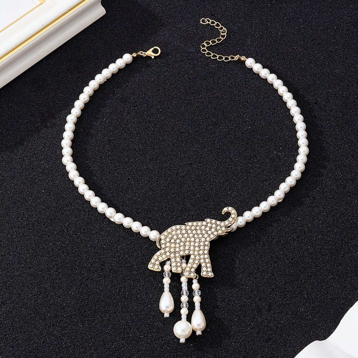Boho Elephant Pearl Necklace