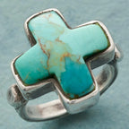 Boho Cross Turquoise Statement Ring