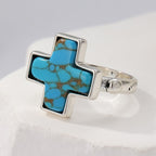 Boho Cross Turquoise Statement Ring