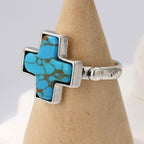 Boho Cross Turquoise Statement Ring