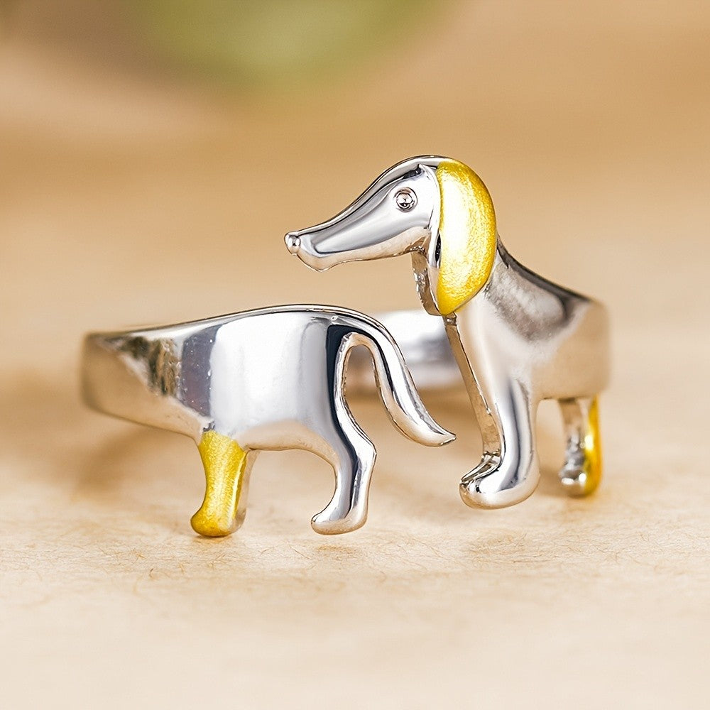 Whimsical Dachshund Adjustable Ring
