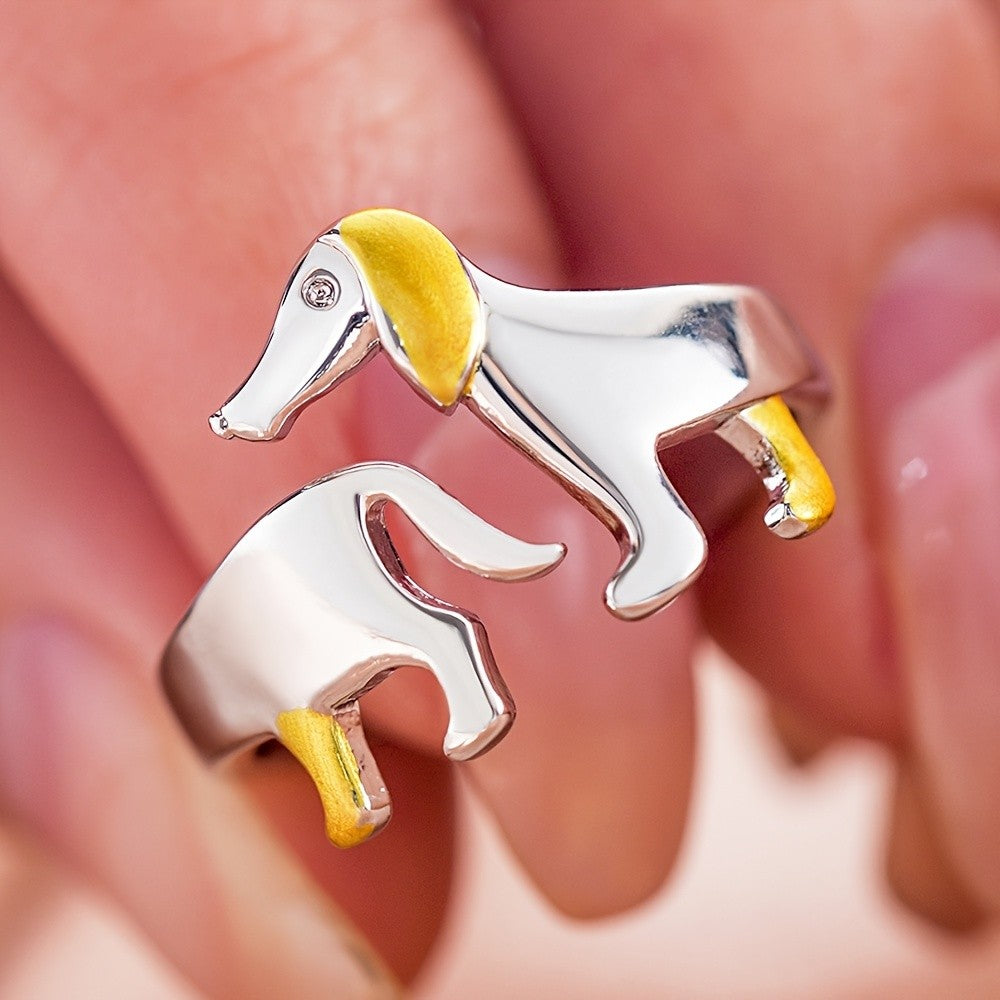 Whimsical Dachshund Adjustable Ring