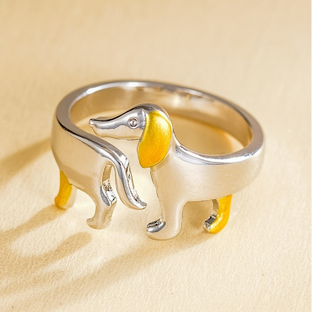 Whimsical Dachshund Adjustable Ring