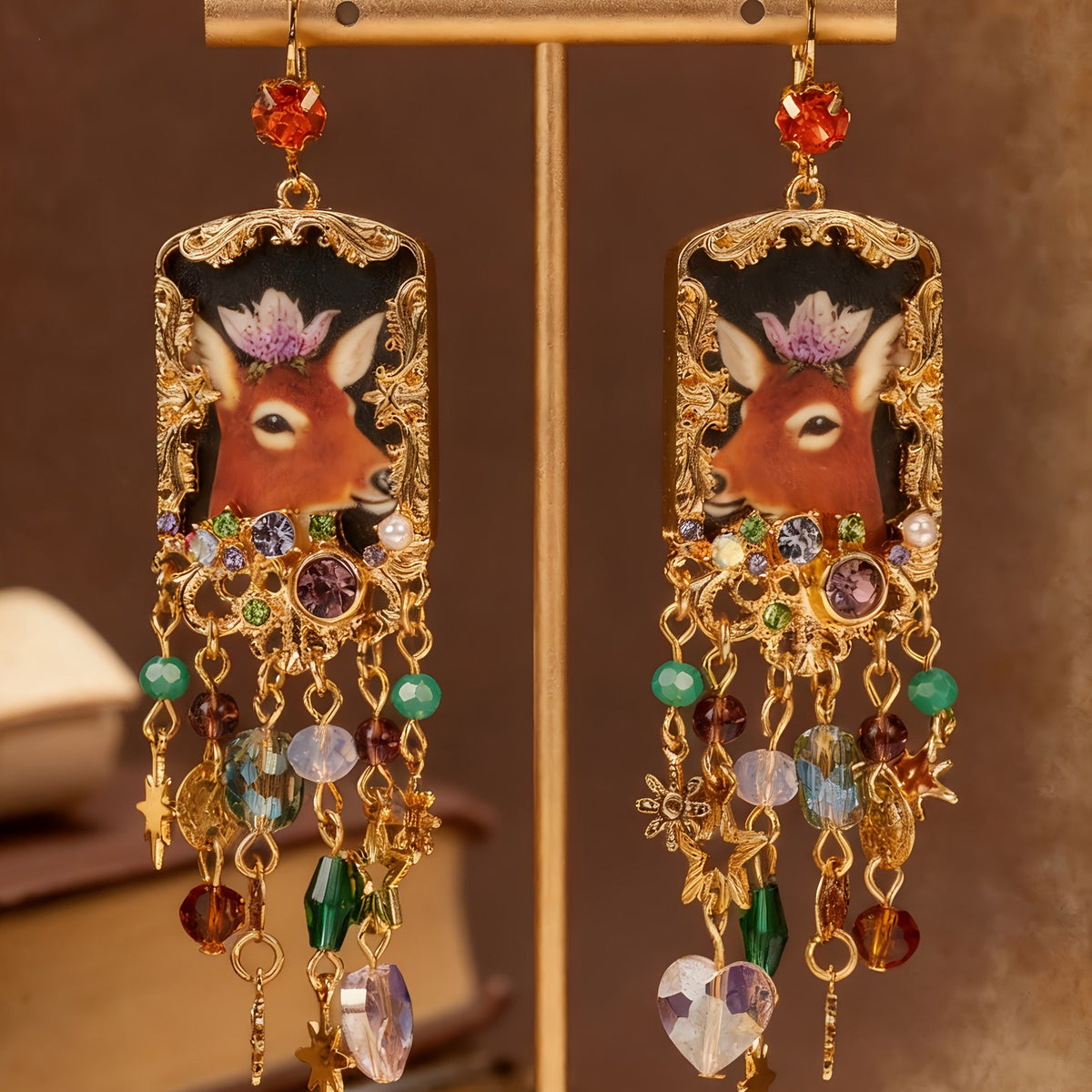 Whimsical Deer Charm Drop Earrings