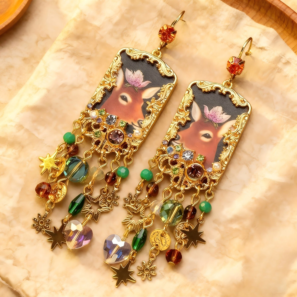 Whimsical Deer Charm Drop Earrings