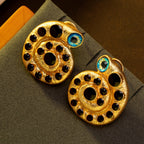 Whimsical Blue Eye Spiral Stud Earrings