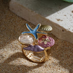 Whimsical Ocean Enamel Statement Ring
