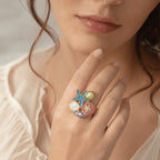 Whimsical Ocean Enamel Statement Ring