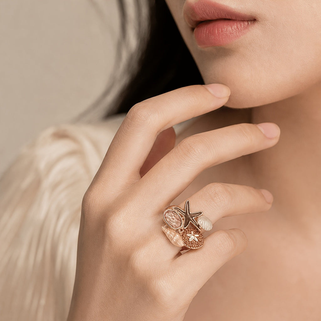 Whimsical Ocean Enamel Statement Ring
