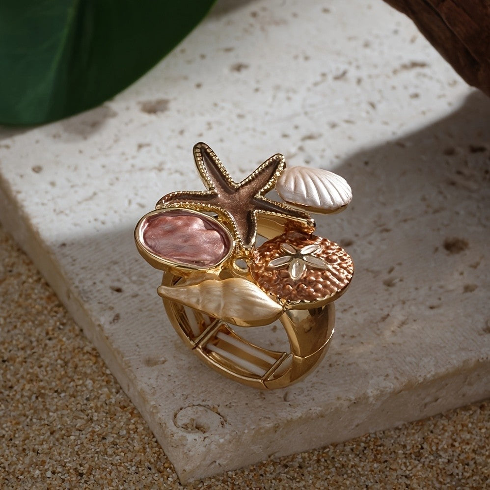 Whimsical Ocean Enamel Statement Ring