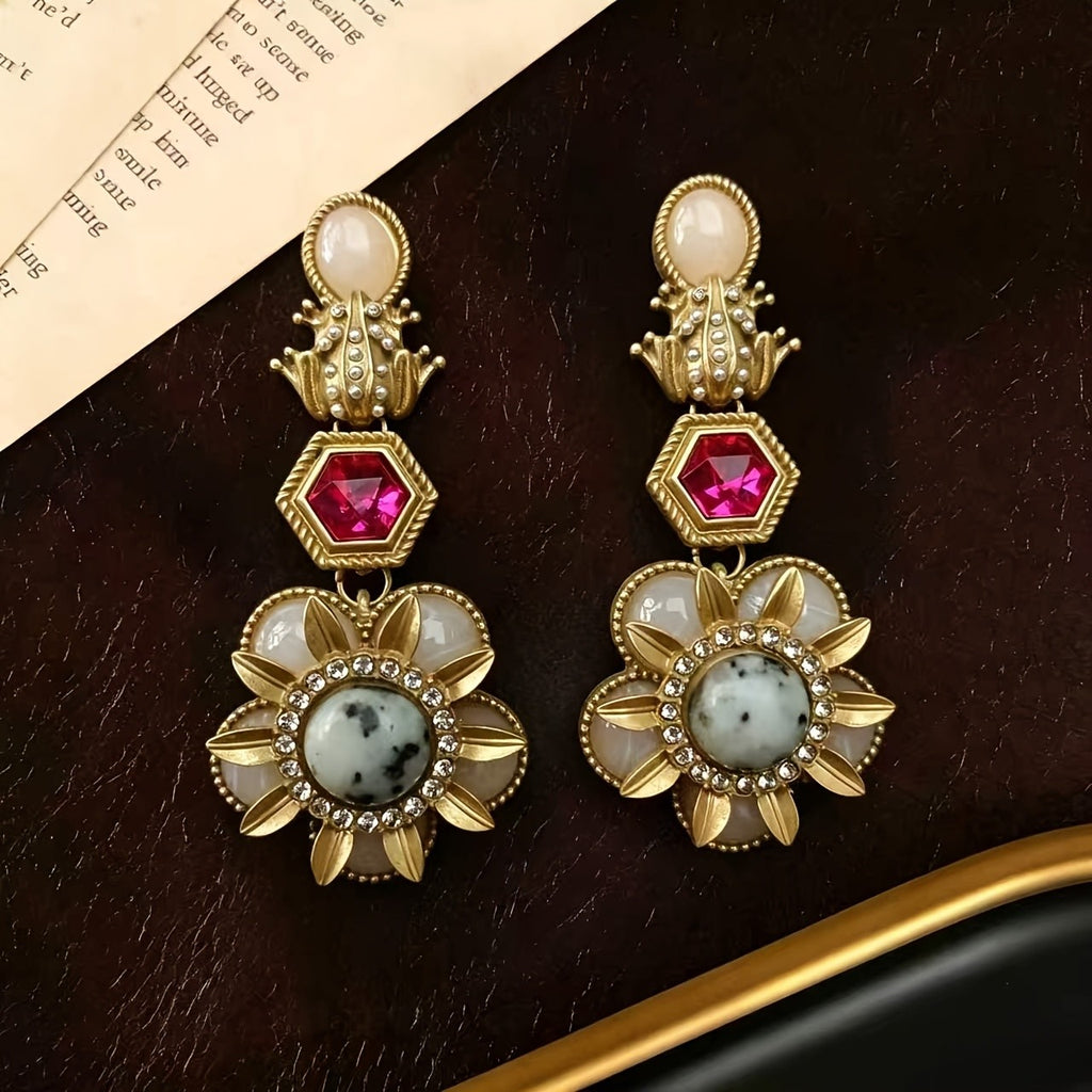 Luxe Floral Glass Drop Earrings