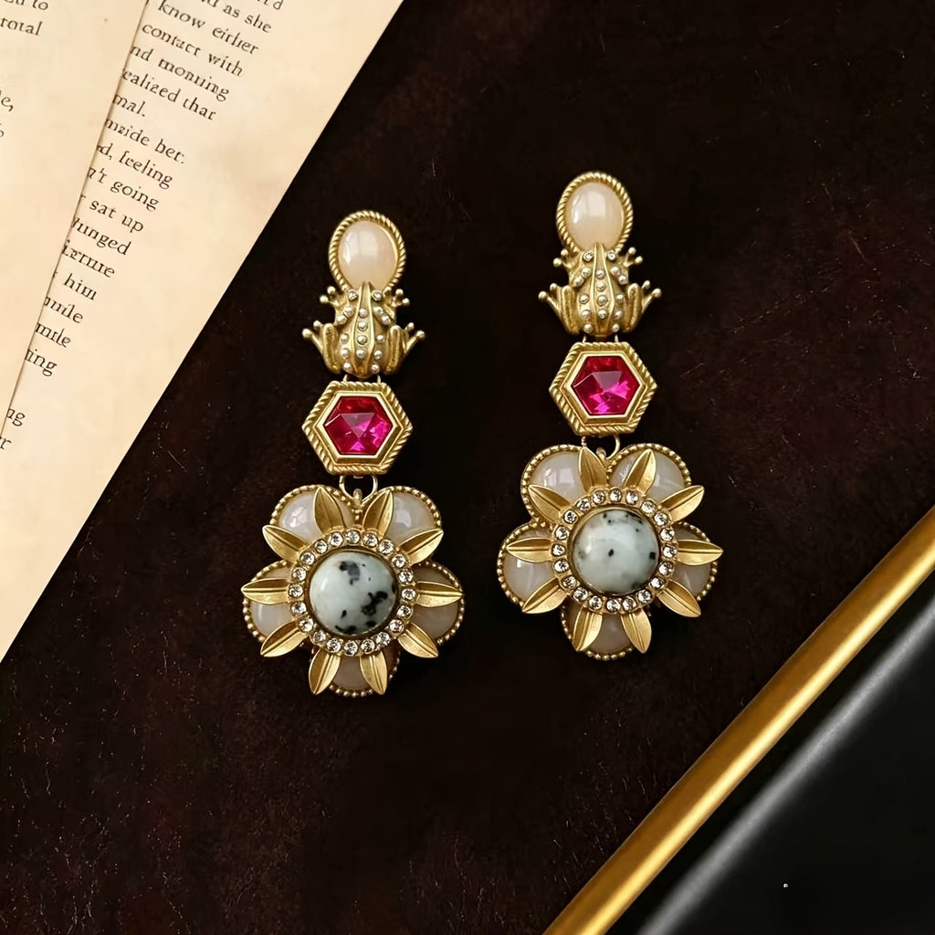 Luxe Floral Glass Drop Earrings