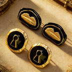 Bold Black Keyhole Stud Earrings