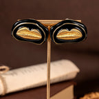Bold Black Keyhole Stud Earrings