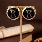 Bold Black Keyhole Stud Earrings