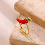 Whimsical Chili Pepper Open Ring
