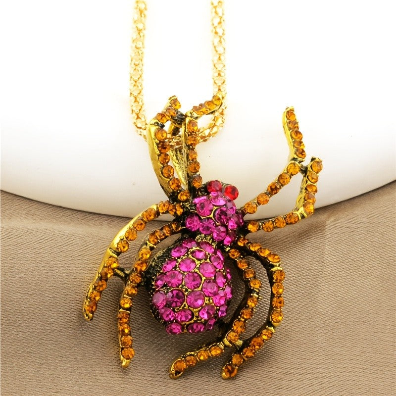 Gothic Red Spider Pendant Necklace