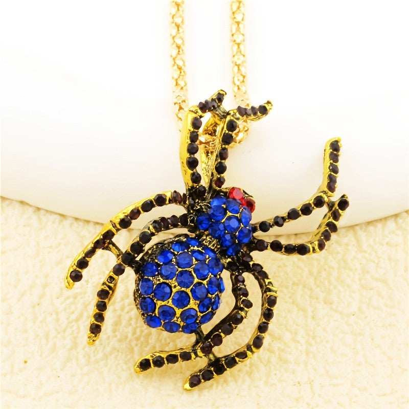 Gothic Red Spider Pendant Necklace