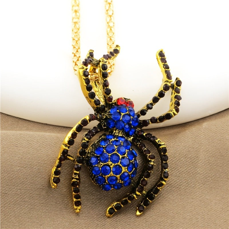 Gothic Red Spider Pendant Necklace