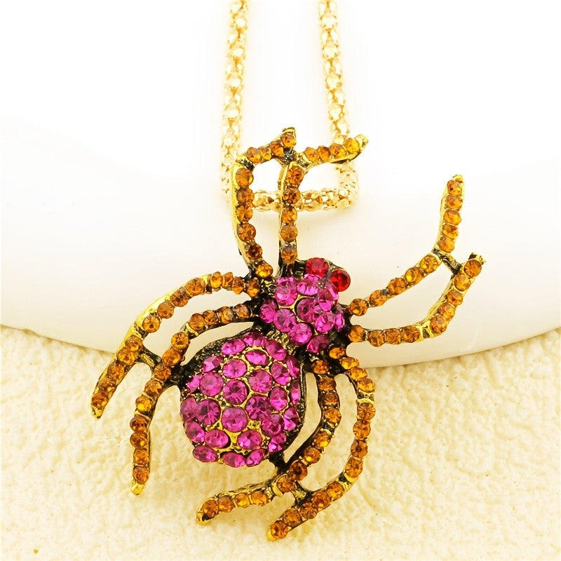 Gothic Red Spider Pendant Necklace