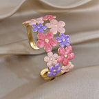 Whimsical Enamel Flower Cuff Bracelet