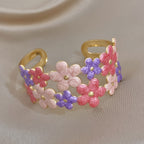 Whimsical Enamel Flower Cuff Bracelet