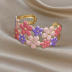 Whimsical Enamel Flower Cuff Bracelet