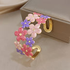Whimsical Enamel Flower Cuff Bracelet