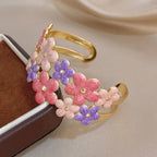 Whimsical Enamel Flower Cuff Bracelet
