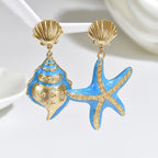 Boho Seashell Enamel Drop Earrings