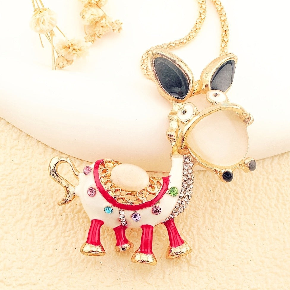 Whimsical Enamel Donkey Necklace