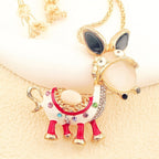 Whimsical Enamel Donkey Necklace