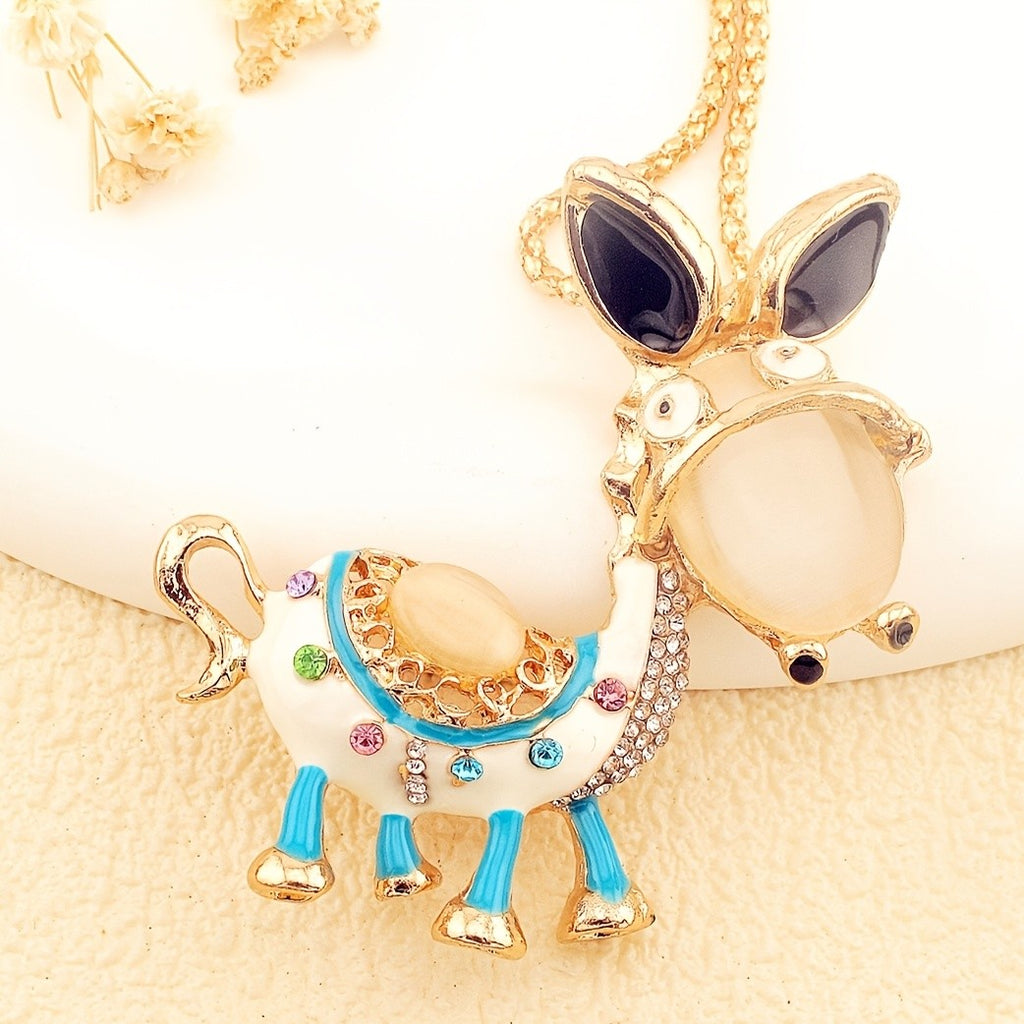 Whimsical Enamel Donkey Necklace