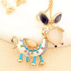 Whimsical Enamel Donkey Necklace