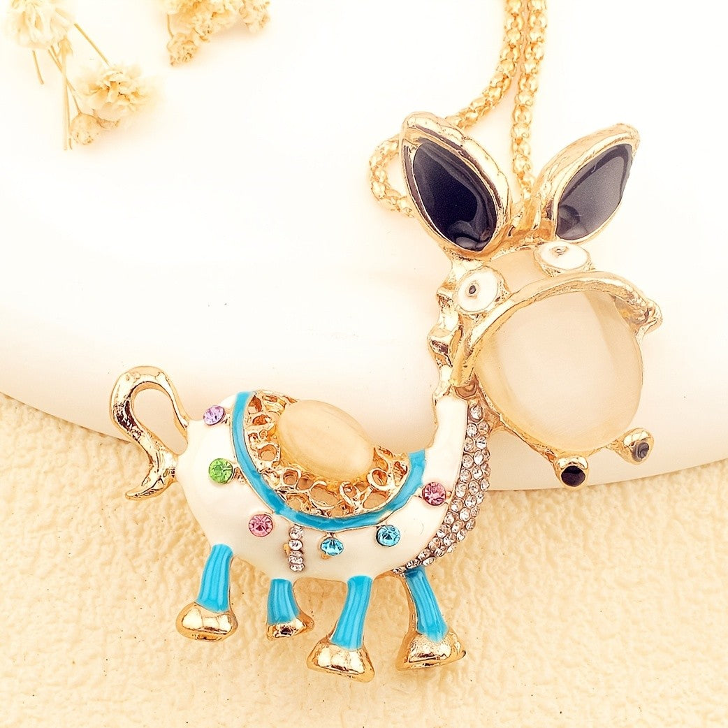 Whimsical Enamel Donkey Necklace