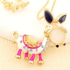Whimsical Enamel Donkey Necklace