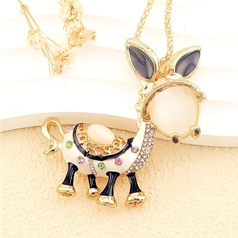 Whimsical Enamel Donkey Necklace