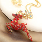 Whimsical Red Reindeer Pendant Necklace