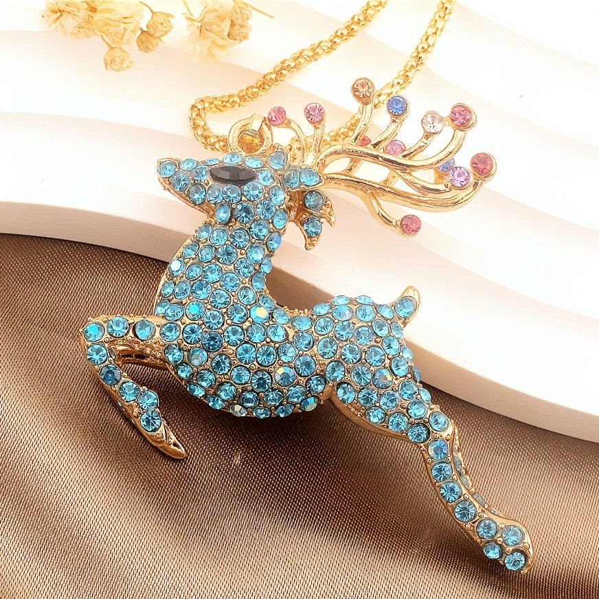 Whimsical Red Reindeer Pendant Necklace
