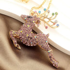 Whimsical Red Reindeer Pendant Necklace